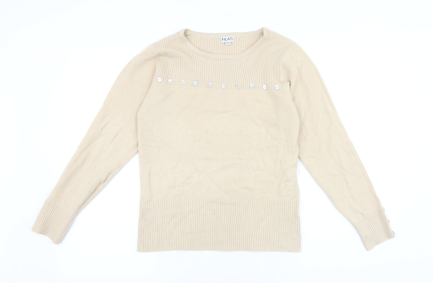 Womens UK Size S Filati Beige Pullover Jumper