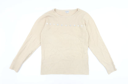 Womens UK Size S Filati Beige Pullover Jumper