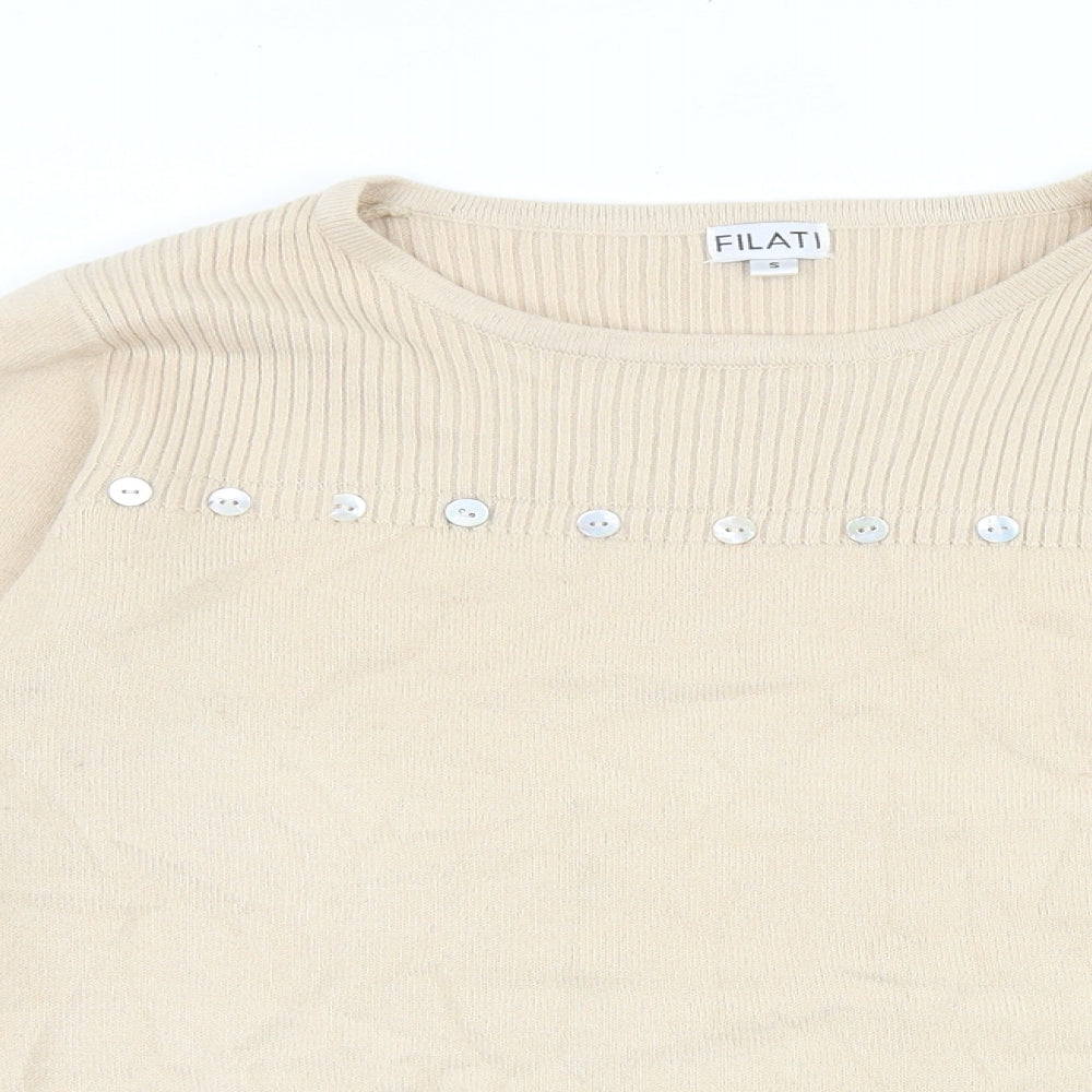 Womens UK Size S Filati Beige Pullover Jumper