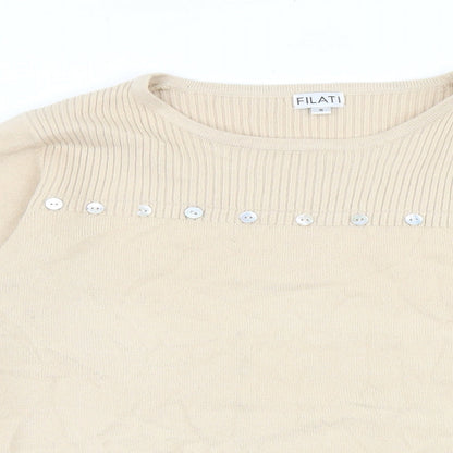 Womens UK Size S Filati Beige Pullover Jumper
