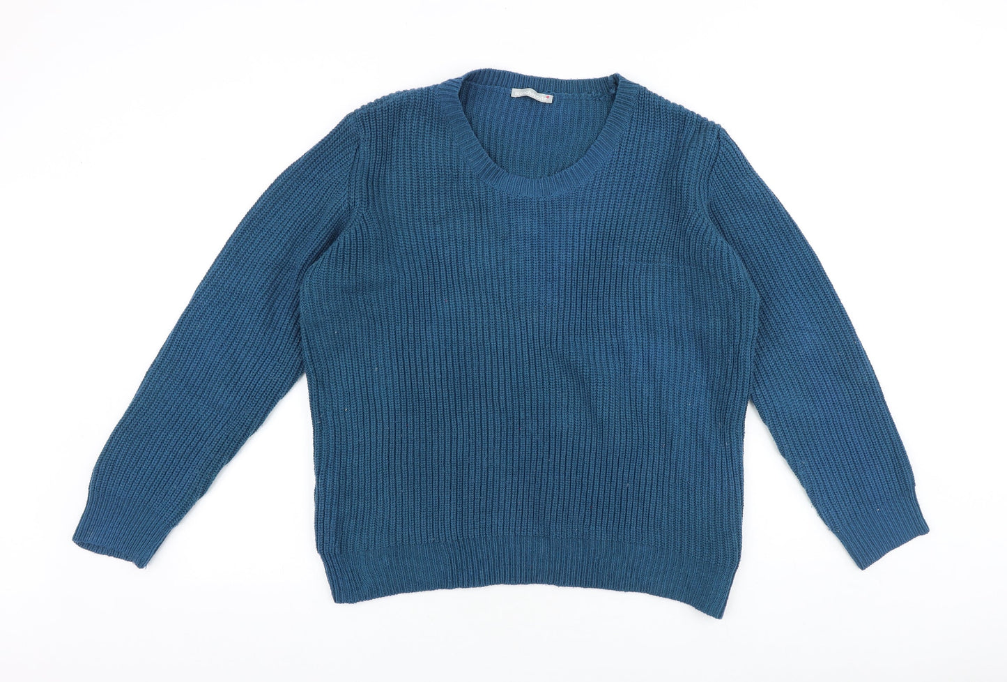 Blancheporte Womens Blue Scoop Neck Acrylic Pullover Jumper Size 18
