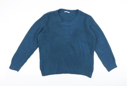 Blancheporte Womens Blue Scoop Neck Acrylic Pullover Jumper Size 18