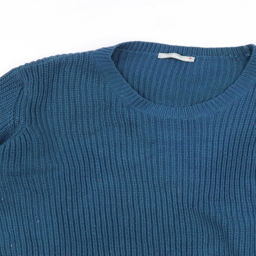 Blancheporte Womens Blue Scoop Neck Acrylic Pullover Jumper Size 18