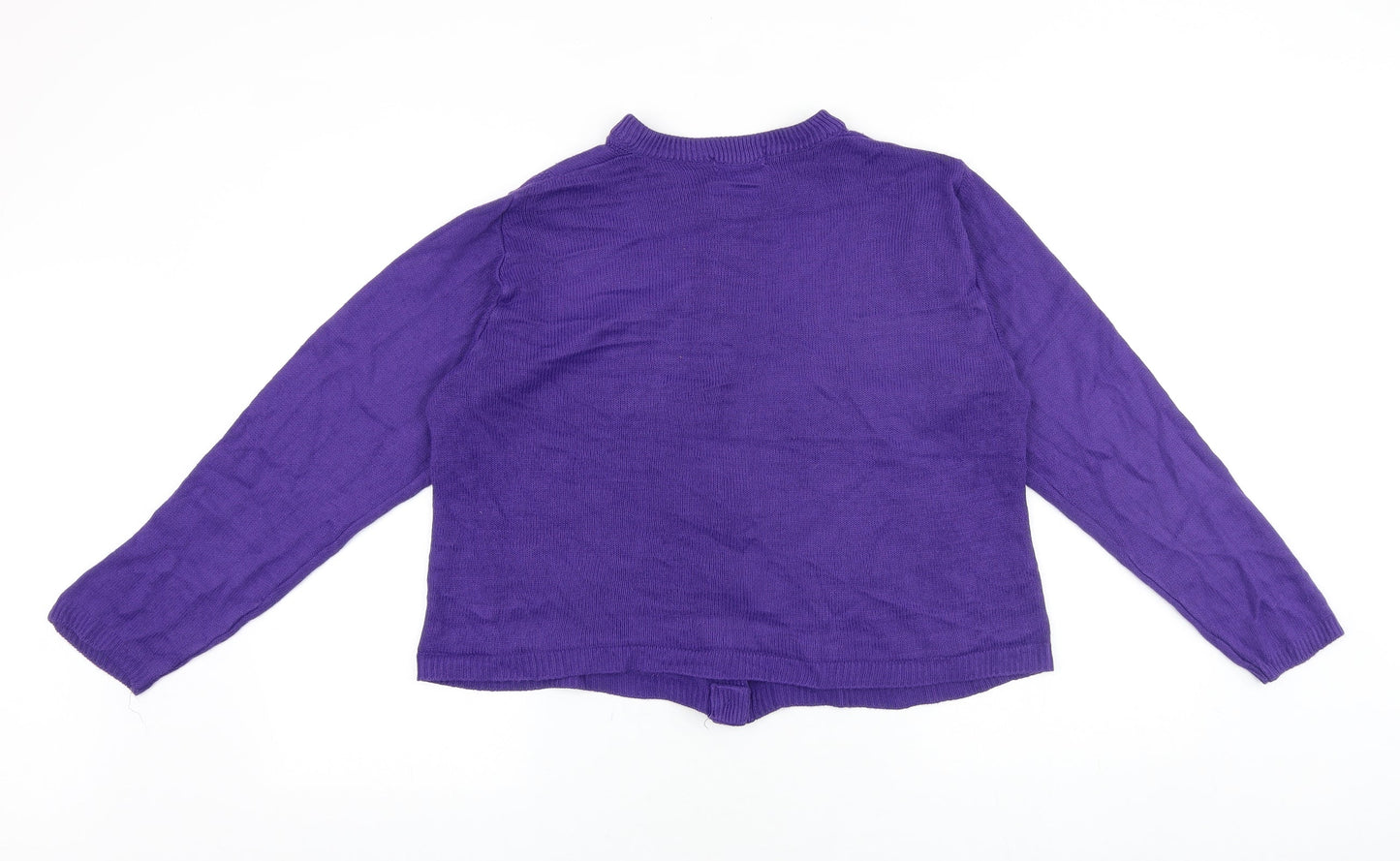 Clare Womens Purple Round Neck Acrylic Cardigan Jumper Size S