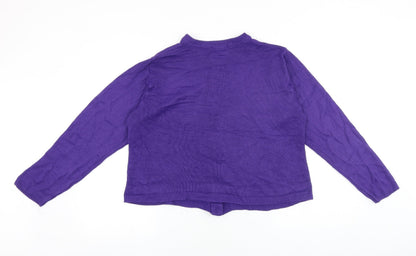 Clare Womens Purple Round Neck Acrylic Cardigan Jumper Size S