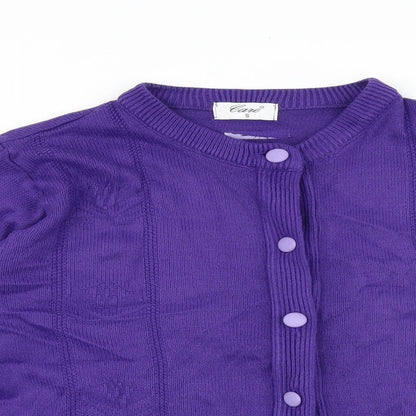 Clare Womens Purple Round Neck Acrylic Cardigan Jumper Size S
