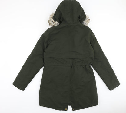 Avenue Womens Green Parka Coat Size 8 Zip