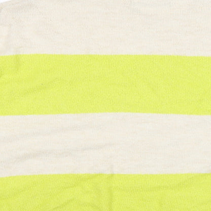 George Womens Yellow Round Neck Striped Cotton Pullover Jumper Size L