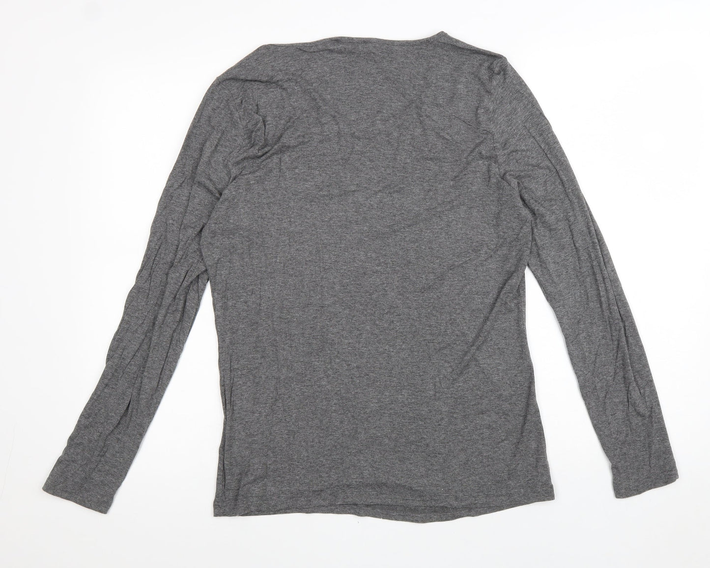 Creation L Womens Grey Cotton Basic T-Shirt Size 12 Scoop Neck - Stars
