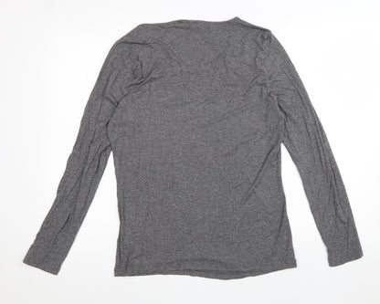 Creation L Womens Grey Cotton Basic T-Shirt Size 12 Scoop Neck - Stars