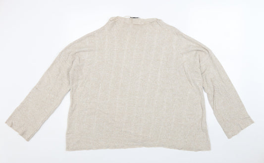 Womens UK Size L Zara Beige Pullover Jumper