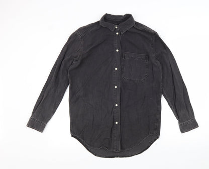 Womens UK Size 6 Topshop Grey Basic Button-Up
