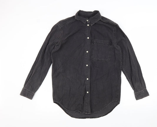 Womens UK Size 6 Topshop Grey Basic Button-Up