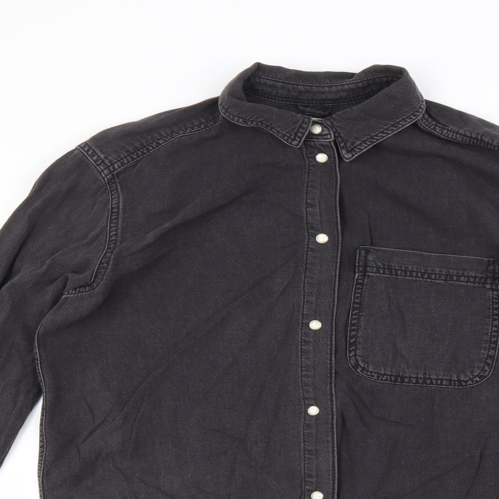 Womens UK Size 6 Topshop Grey Basic Button-Up