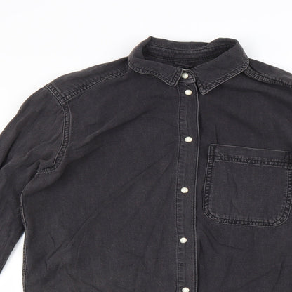 Womens UK Size 6 Topshop Grey Basic Button-Up