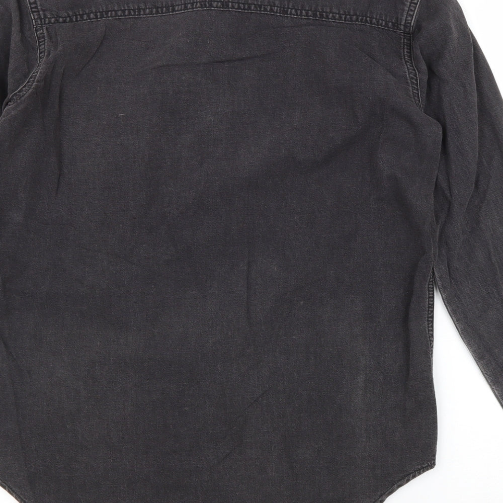 Womens UK Size 6 Topshop Grey Basic Button-Up