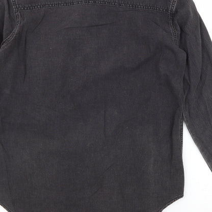 Womens UK Size 6 Topshop Grey Basic Button-Up