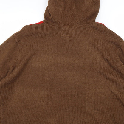 Cedar Wood State Mens Brown Roll Neck Acrylic Pullover Jumper Size 2XL Long Sleeve - Reindeer