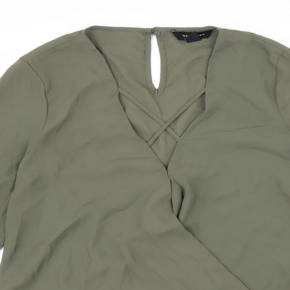 Womens UK Size 8 New Look Green Basic Blouse