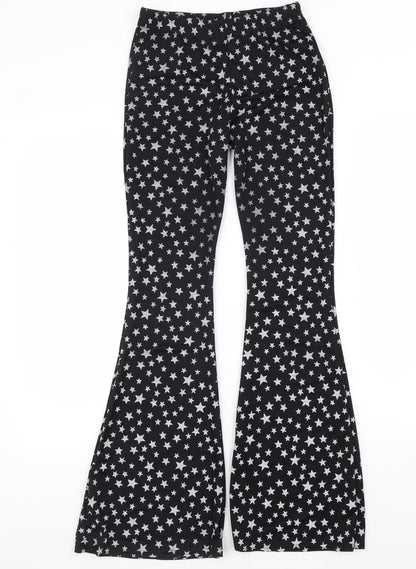 Nasty Gal Womens Black Geometric Polyester Trousers Size 6 L24 in Regular - Star Print