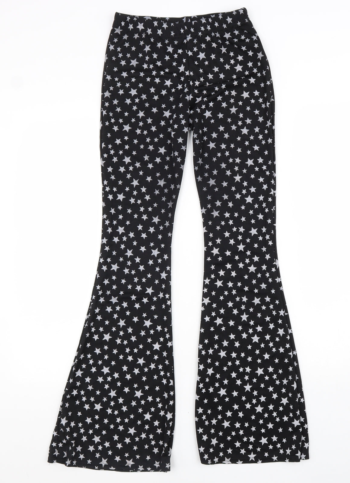 Nasty Gal Womens Black Geometric Polyester Trousers Size 6 L24 in Regular - Star Print