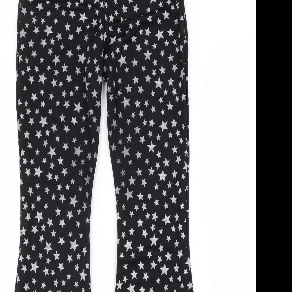 Nasty Gal Womens Black Geometric Polyester Trousers Size 6 L24 in Regular - Star Print