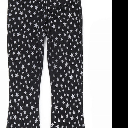 Nasty Gal Womens Black Geometric Polyester Trousers Size 6 L24 in Regular - Star Print