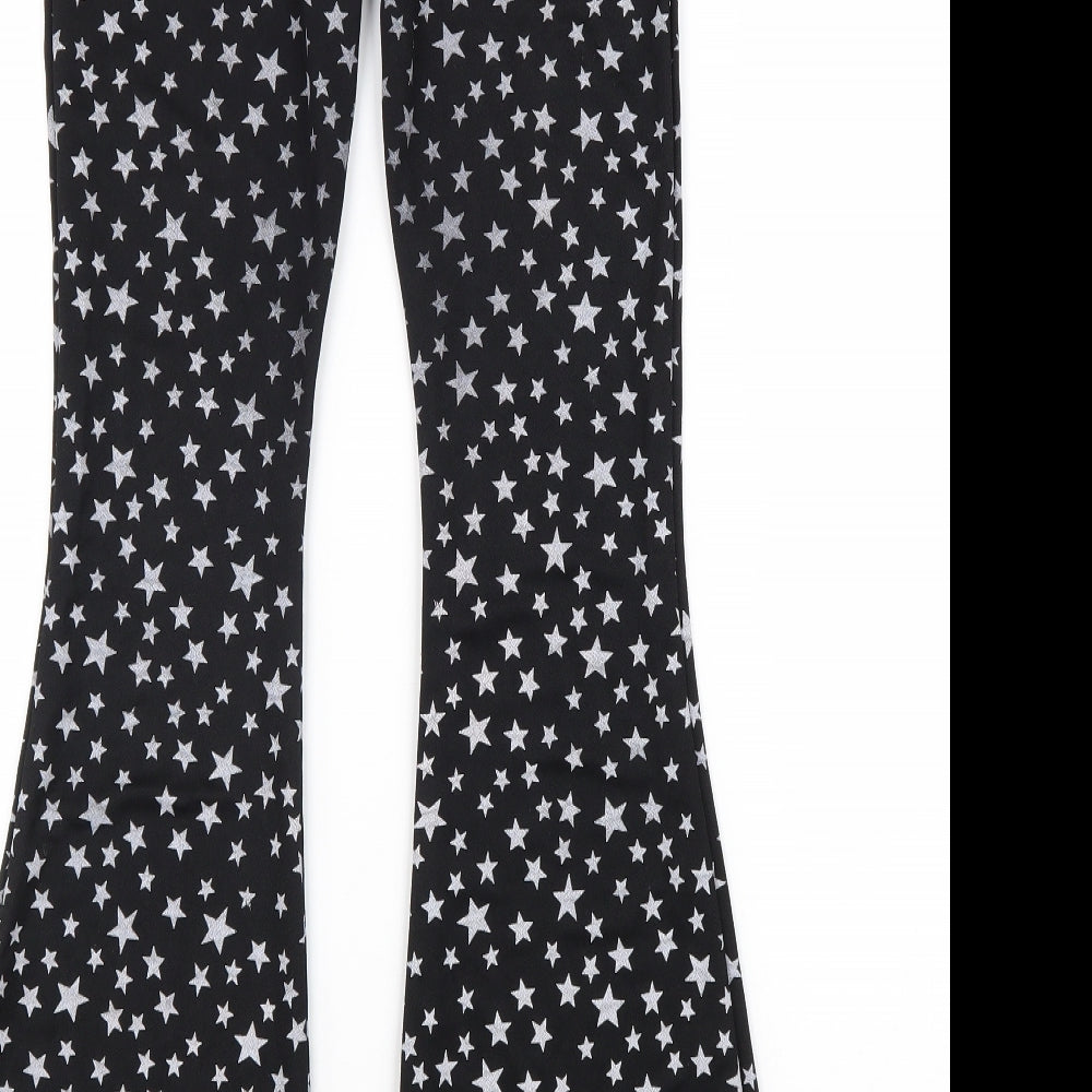 Nasty Gal Womens Black Geometric Polyester Trousers Size 6 L24 in Regular - Star Print