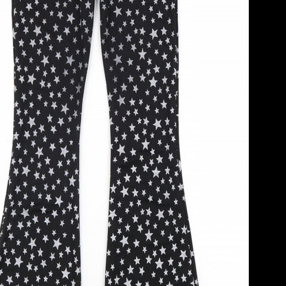 Nasty Gal Womens Black Geometric Polyester Trousers Size 6 L24 in Regular - Star Print