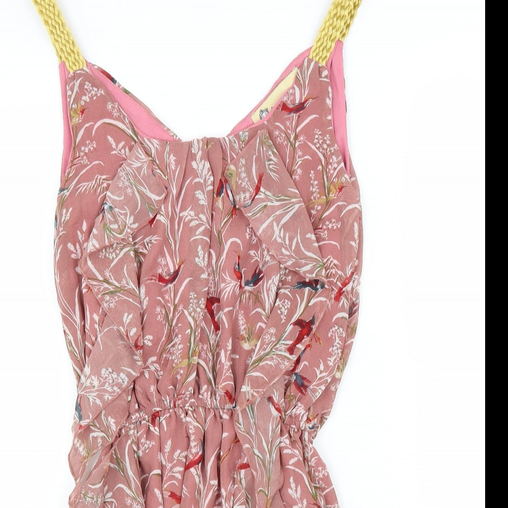 Lovestruck Womens Pink Geometric Viscose A-Line Size XS V-Neck Pullover