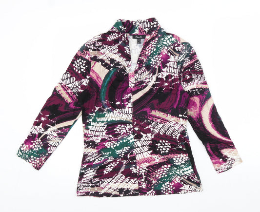 Oscar B Womens Multicoloured Geometric Viscose Basic T-Shirt Size 12 V-Neck