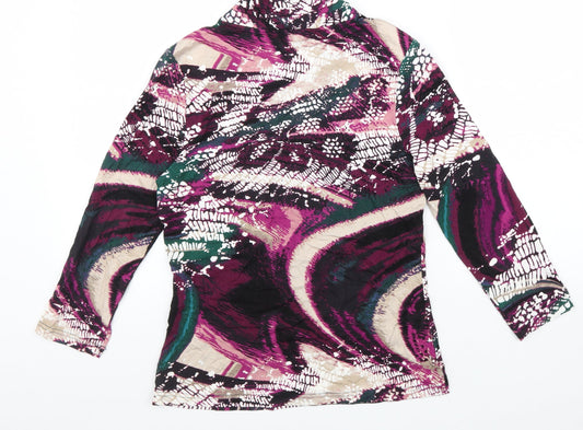 Oscar B Womens Multicoloured Geometric Viscose Basic T-Shirt Size 12 V-Neck