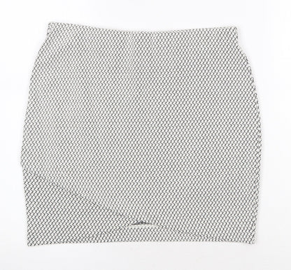 H&M Womens White Geometric Cotton Mini Skirt Size S
