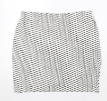 H&M Womens White Geometric Cotton Mini Skirt Size S