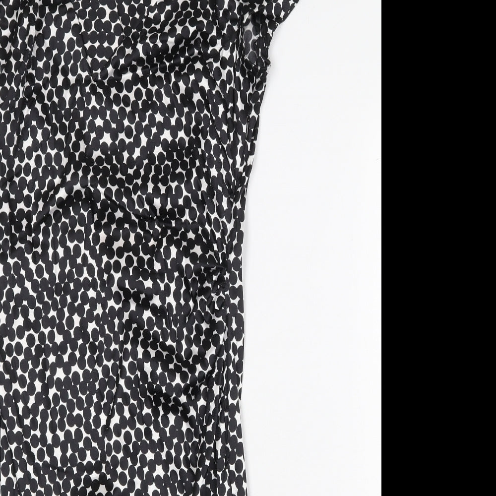 NW Collections Womens Black Geometric Polyester Pencil Dress Size 6 V-Neck Pullover