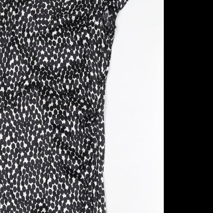 NW Collections Womens Black Geometric Polyester Pencil Dress Size 6 V-Neck Pullover