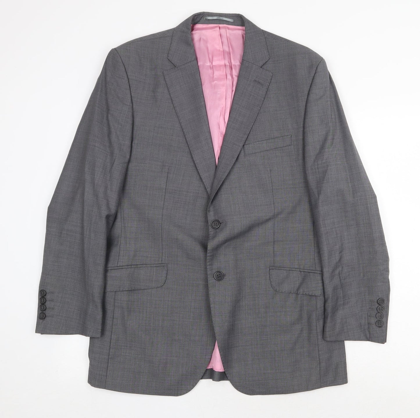 Aspen & Court Mens Grey Wool Jacket Suit Jacket Size 42 Regular