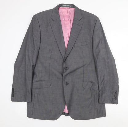 Aspen & Court Mens Grey Wool Jacket Suit Jacket Size 42 Regular