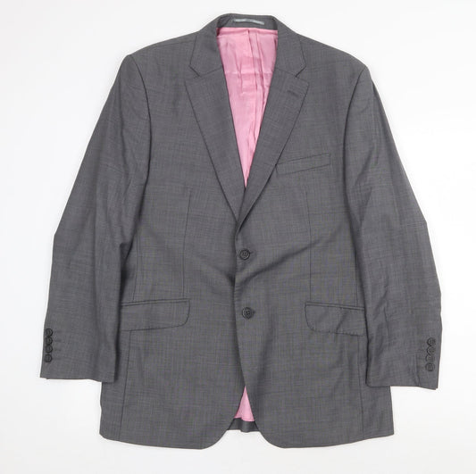 Aspen & Court Mens Grey Wool Jacket Suit Jacket Size 42 Regular