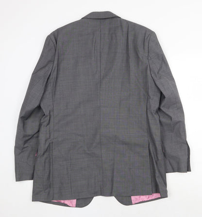 Aspen & Court Mens Grey Wool Jacket Suit Jacket Size 42 Regular