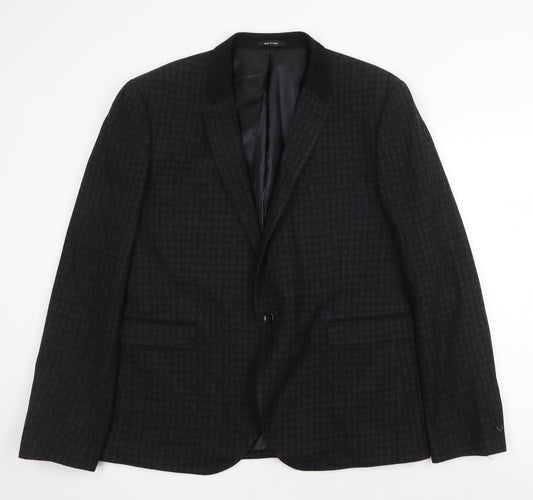Mens UK Size 2XL Cedar Wood State Regular Black Suit Jacket