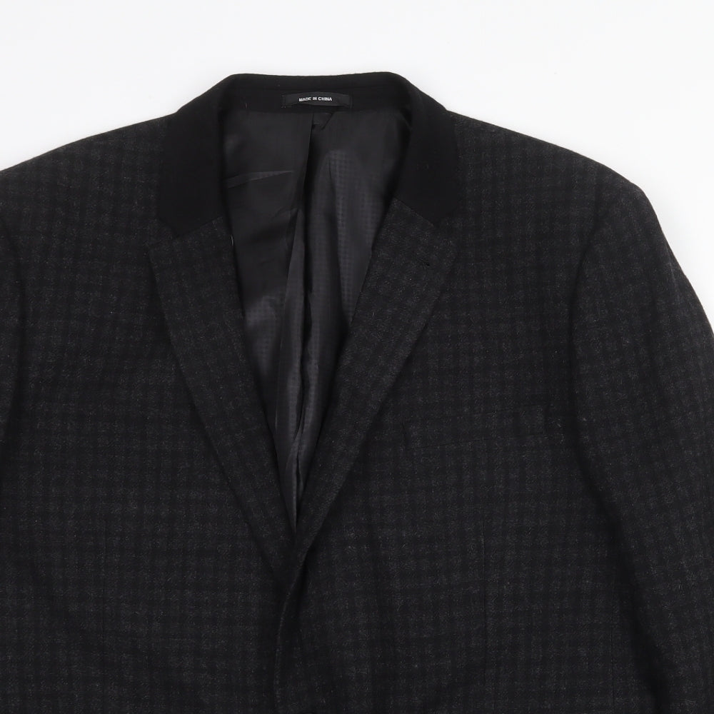 Mens UK Size 2XL Cedar Wood State Regular Black Suit Jacket