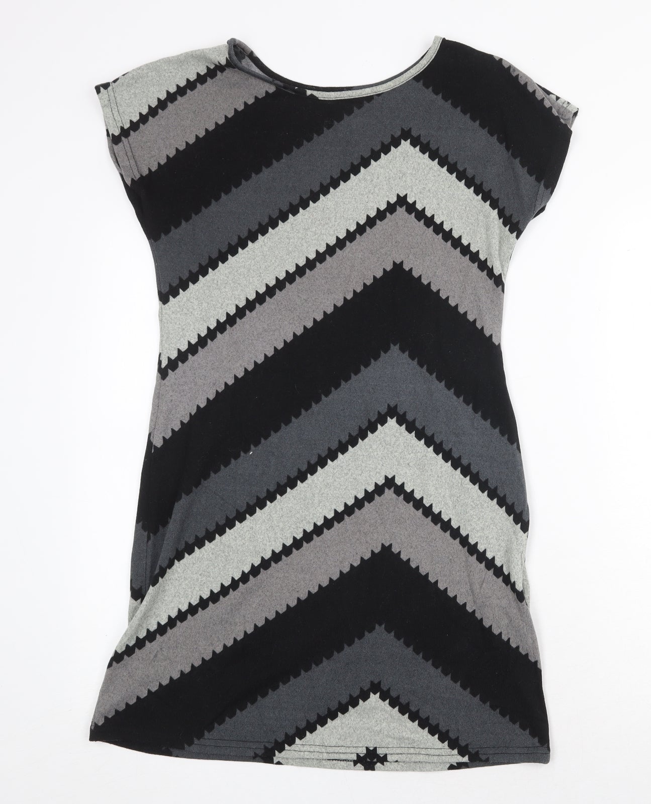 New York Laundry Womens Grey Geometric Polyester T-Shirt Dress Size S Boat Neck Pullover