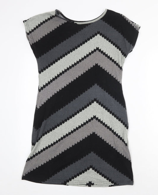 New York Laundry Womens Grey Geometric Polyester T-Shirt Dress Size S Boat Neck Pullover