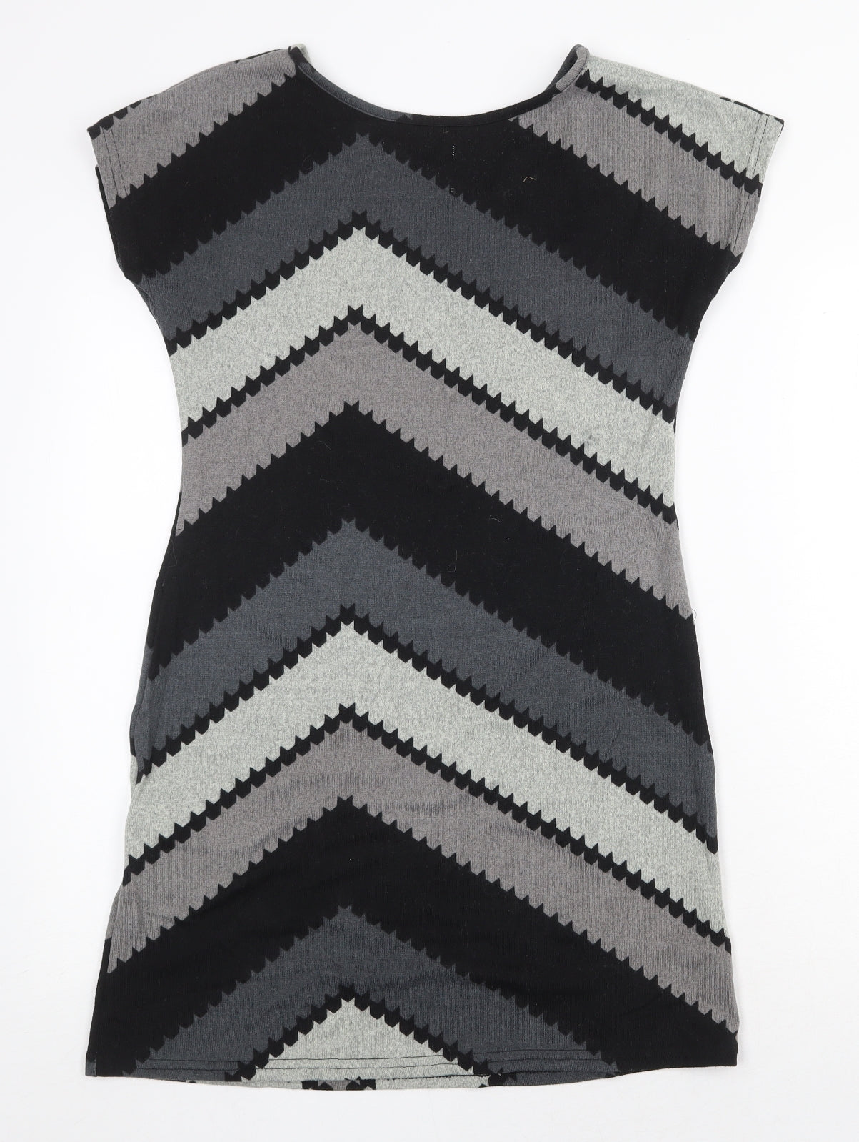 New York Laundry Womens Grey Geometric Polyester T-Shirt Dress Size S Boat Neck Pullover