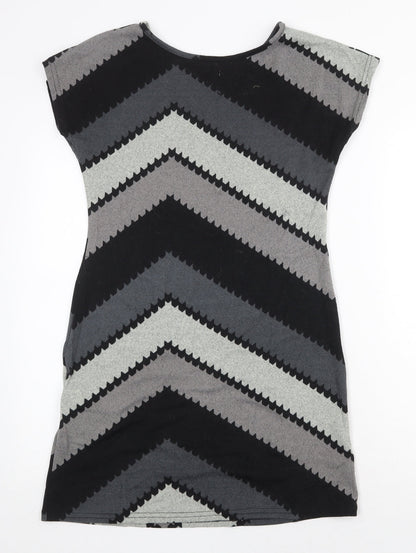 New York Laundry Womens Grey Geometric Polyester T-Shirt Dress Size S Boat Neck Pullover