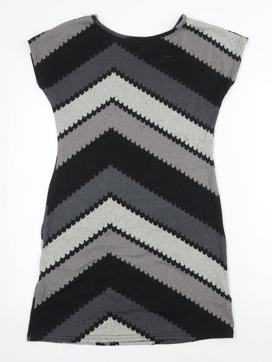 New York Laundry Womens Grey Geometric Polyester T-Shirt Dress Size S Boat Neck Pullover