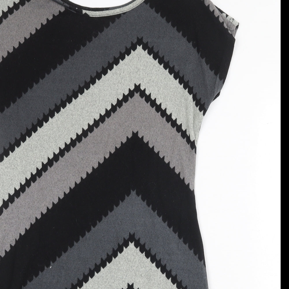 New York Laundry Womens Grey Geometric Polyester T-Shirt Dress Size S Boat Neck Pullover