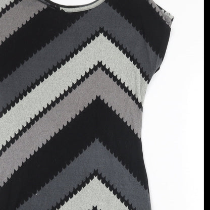 New York Laundry Womens Grey Geometric Polyester T-Shirt Dress Size S Boat Neck Pullover