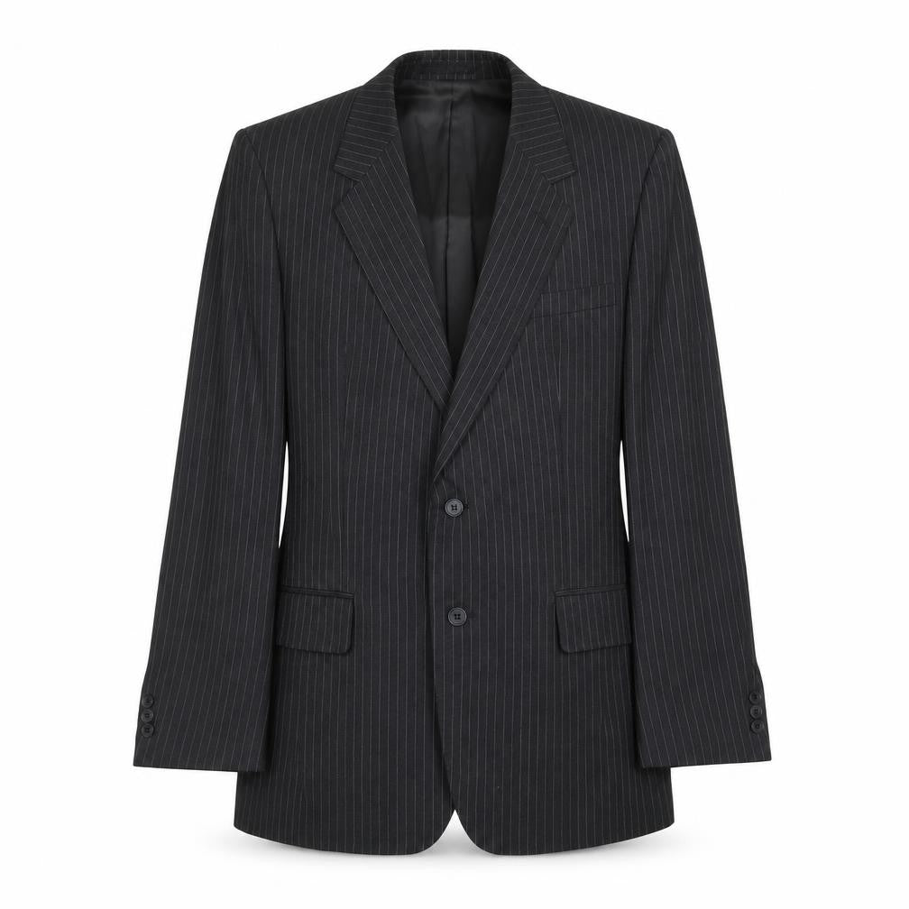 Burton Mens Grey Striped Wool Jacket Suit Jacket Size 38 Regular